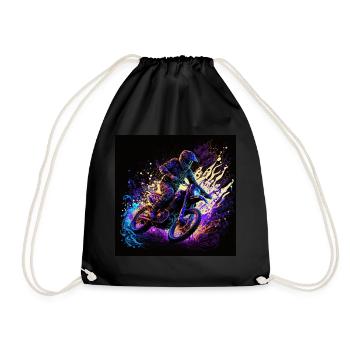 cool motocrosser in black light style - Drawstring Bag - black - Front