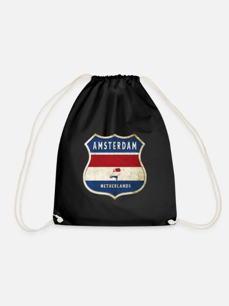 Amsterdam Niederlande Wappen Design - Turnbeutel - Schwarz