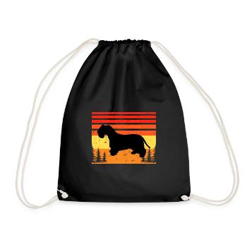 Cesky Terrier Hundeliebhaber Silhouette Vintage Sonnenuntergang - Turnbeutel - Schwarz - Vorne