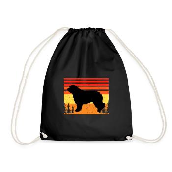 Katalanische Schäferhund Hund Liebhaber Silhouette Retro Sonnenuntergang - Turnbeutel - Schwarz - Vorne