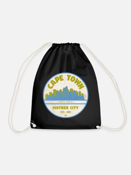 Cape Town Skyline Vintage Emblem - Turnbeutel - Schwarz