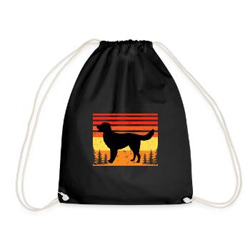 German Longhaired Pointer Dog Silhouette Retro - Drawstring Bag - black - Front