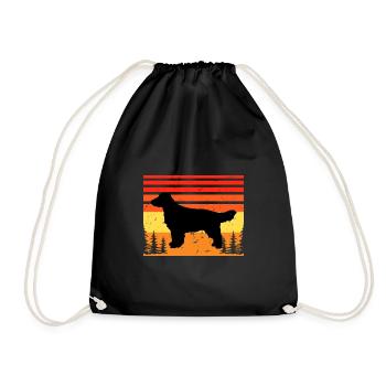 Field Spaniel Hund Lover Silhouette Vintage Sonnenuntergang - Turnbeutel - Schwarz - Vorne