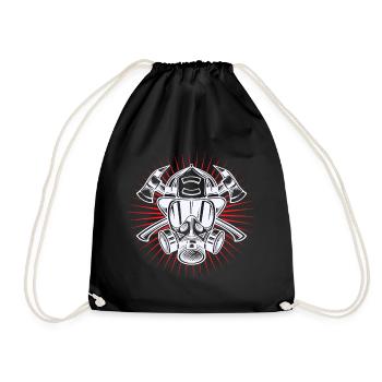 Feuerwehrhelm Brandschutz Feuerwehr Lebensretter - Turnbeutel - Schwarz - Vorne