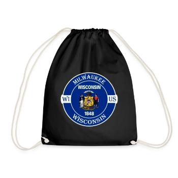 Milwaukee Wisconsin Flagge USA Reise Souvenir Abzeichen - Turnbeutel - Schwarz - Vorne