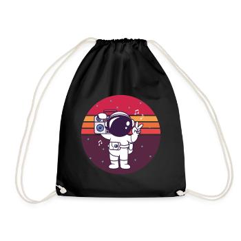 Lustiger Astronaut Musik Geschenk - Turnbeutel - Schwarz - Vorne