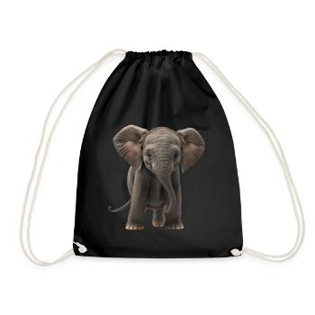 Baby Elefant Elefantenbaby cooler Kinder Elefant - Turnbeutel - Schwarz - Vorne