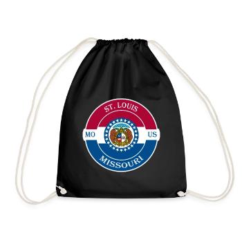 St. Louis Missouri Flag USA Travel Souvenir Badge - Drawstring Bag - black - Front