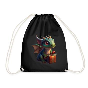 Bébé dragon avec cadeau - Sac de sport léger - noir - Devant