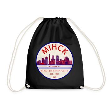 Minsk Skyline Emblem Coordinates - Drawstring Bag - black - Front