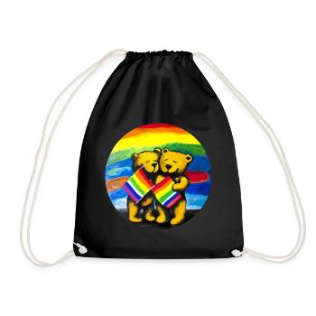 Gay Teddy Bears - Drawstring Bag - black - Front