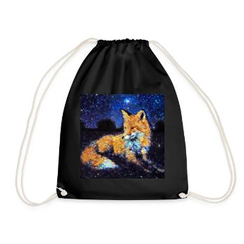 Fuchs unter einem Sternenhimmel - Turnbeutel - Schwarz - Vorne