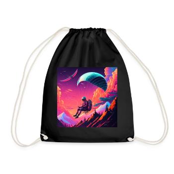 Paragliders in synthwave style - Drawstring Bag - black - Front