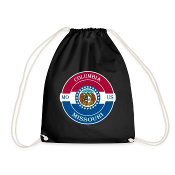 Columbia Missouri Flag USA Travel Souvenir Badge - Drawstring Bag - black - Front