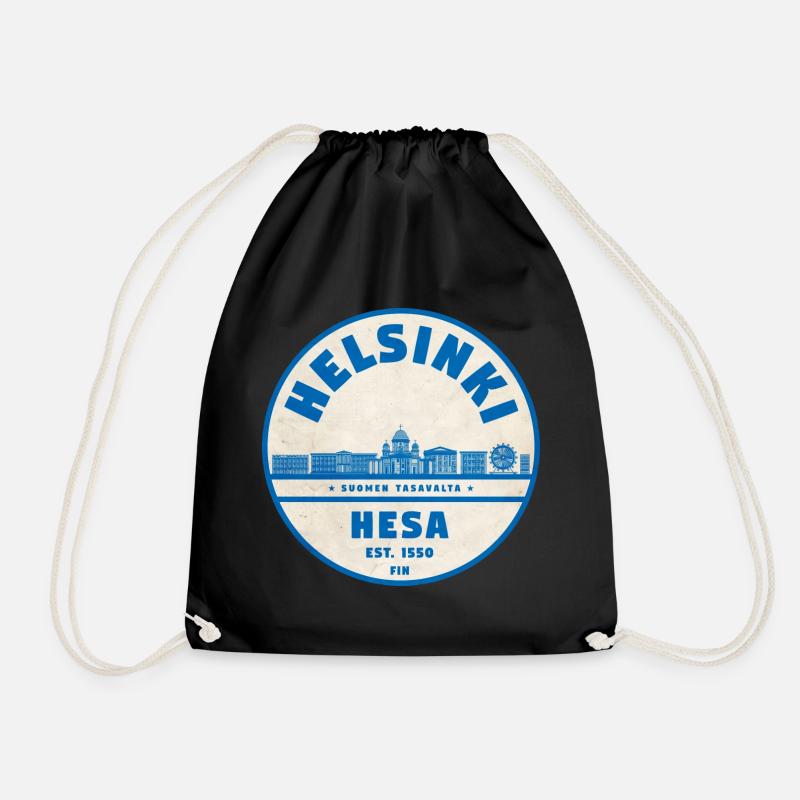 Helsinki Skyline Emblem 1550 - Turnbeutel - Schwarz