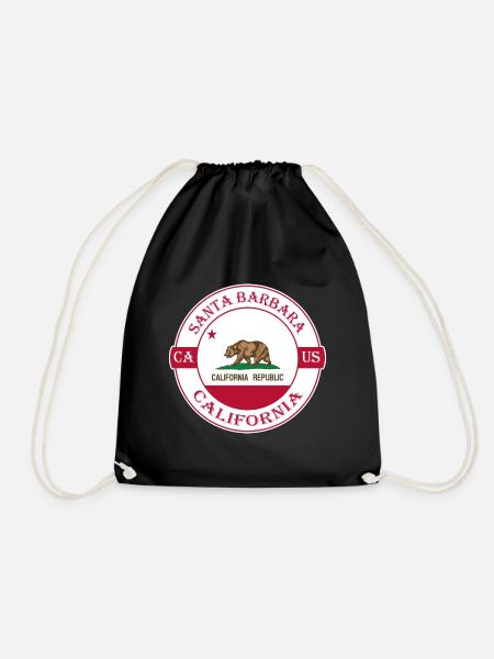Santa Barbara California Flagge USA Souvenir Logo - Turnbeutel - Schwarz