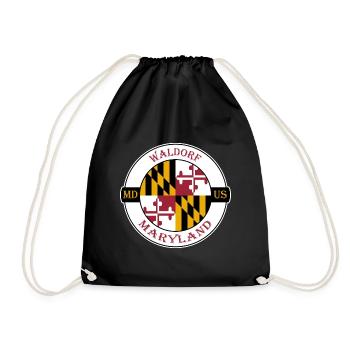 Waldorf Maryland Flagge USA Reise Souvenir Abzeichen - Turnbeutel - Schwarz - Vorne