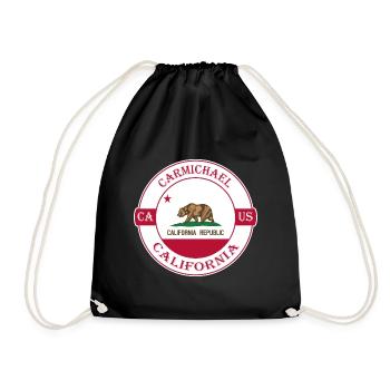 Carmichael California Flag USA Souvenir Badge - Drawstring Bag - black - Front