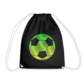 Ball Fussball Silhouette - Turnbeutel - Schwarz - Vorne