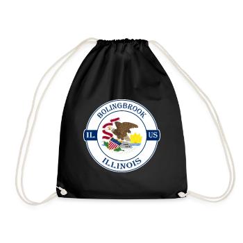 Bolingbrook Illinois Flag USA Souvenir Badge - Drawstring Bag - black - Front