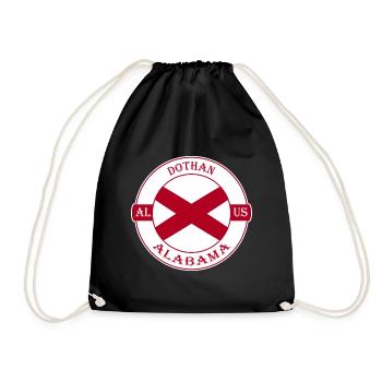 Dothan Alabama Flag USA Travel Souvenir Badge - Drawstring Bag - black - Front