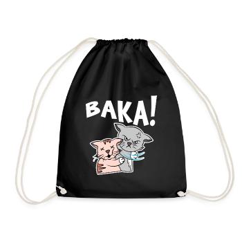 Manga Comic Baka Katze Spruch Cosplay Japan Anime - Turnbeutel - Schwarz - Vorne