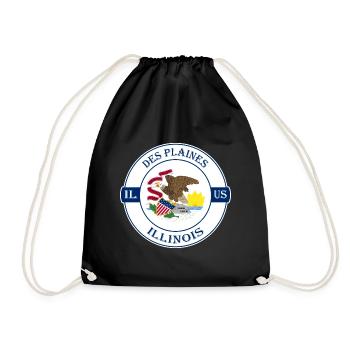 Des Plaines Illinois Flag USA Souvenir Badge - Drawstring Bag - black - Front