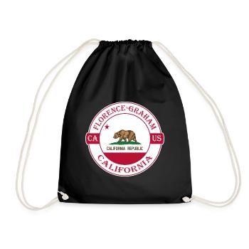 Florence Graham California Flag USA Souvenir - Drawstring Bag - black - Front