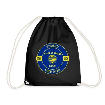 Tigard Oregon Flagge USA Reise Souvenir Abzeichen - Turnbeutel - Schwarz - Vorne