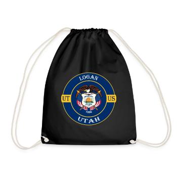 Logan Utah Flagge USA Reise Souvenir Abzeichen - Turnbeutel - Schwarz - Vorne