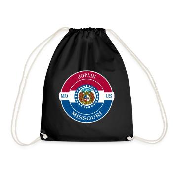 Joplin Missouri Flag USA Travel Souvenir Badge - Drawstring Bag - black - Front