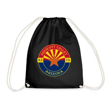 Prescott Valley Arizona Flag USA Souvenir Badge - Drawstring Bag - black - Front