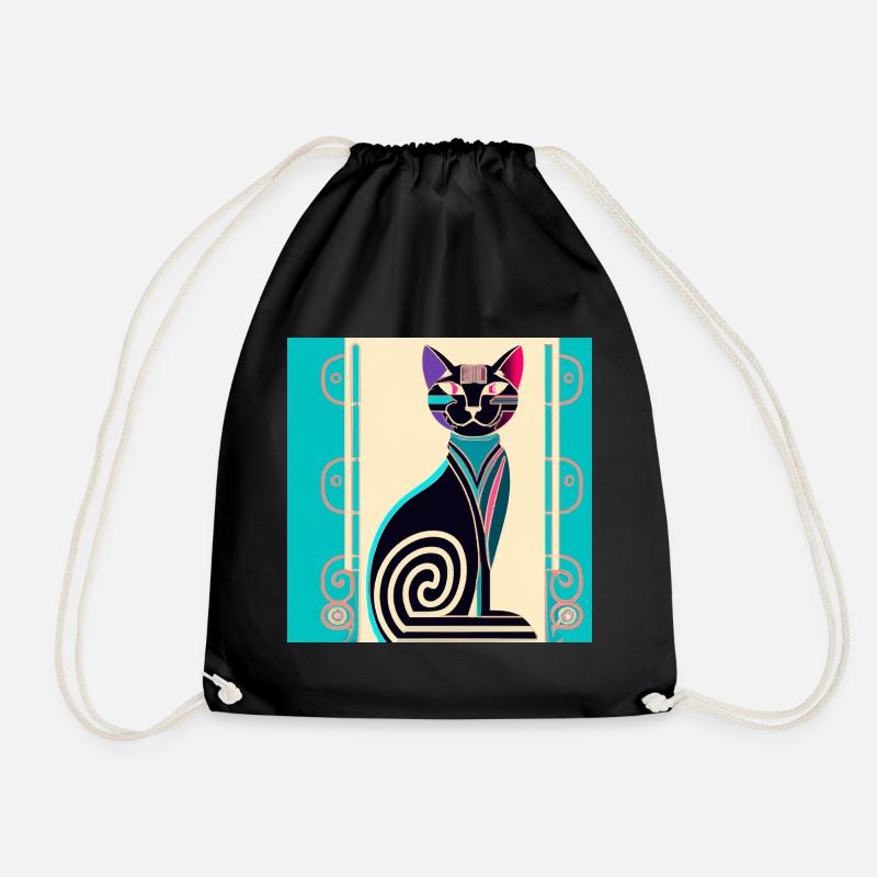 Néon Spirale Chat Art déco - Sac de sport léger - noir