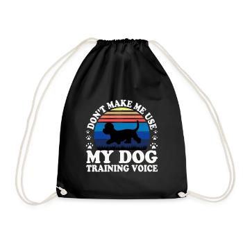 Dandie Dinmont Terrier Dog Silhouette Retro Sunset - Drawstring Bag - black - Front