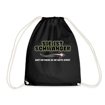 Schwanger Schwangerschaft Familie Papa Statement - Turnbeutel - Schwarz - Vorne