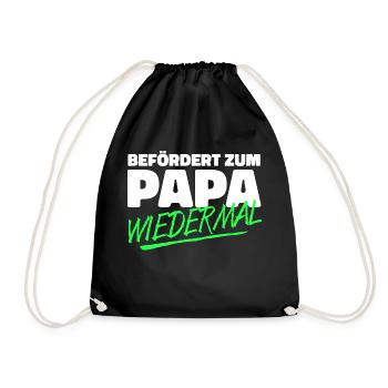 Papa Cooler Spruch Familie Eltern Schwanger Baby - Turnbeutel - Schwarz - Vorne