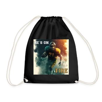 He's On Fire, Schnelligkeit, American Football - Turnbeutel - Schwarz - Vorne
