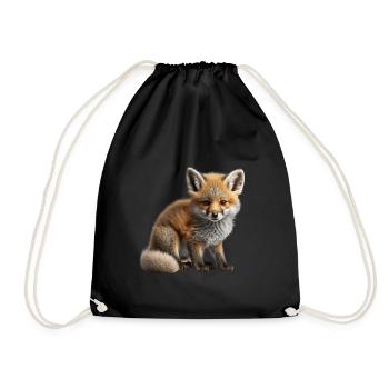 Super cute baby fox - Drawstring Bag - black - Front