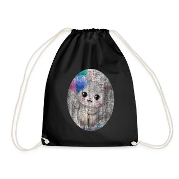 Kätzchen Katze mit Luftballon Gemälde - Turnbeutel - Schwarz - Vorne