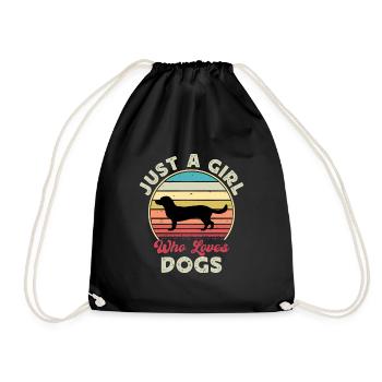 Alpine Dachsbracke Dog Silhouette Retro Sunset - Drawstring Bag - black - Front
