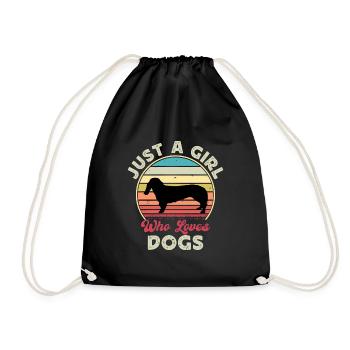 Basset Bleu De Gascogne Dog Silhouette Retro Sun - Drawstring Bag - black - Front
