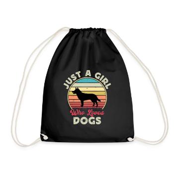 Australian Kelpie Dog Love Silhouette Retro Sunset - Drawstring Bag - black - Front