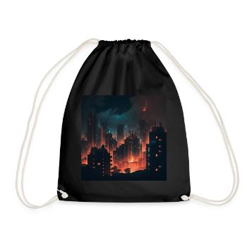 Futuristic city at night - Drawstring Bag - black - Front
