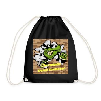 Alligator no Wall no Limit Overcome your limits - Drawstring Bag - black - Front