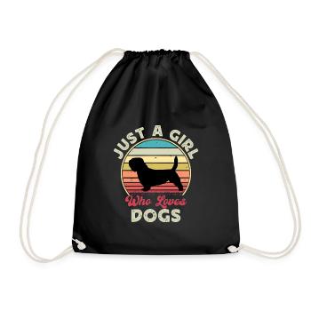 Basset Griffon Vend Grand Dog Silhouette Retro - Drawstring Bag - black - Front