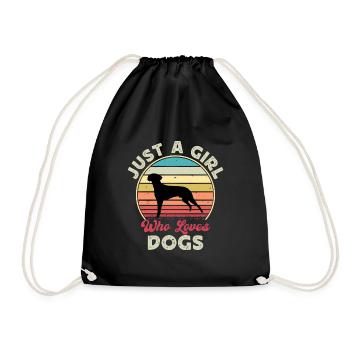 Braque Francais Dog Love Silhouette Vintage Sunset - Drawstring Bag - black - Front