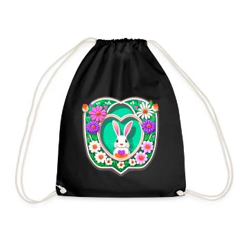 Easter Bunny Easter Bunny Flowers - Drawstring Bag - black - Front