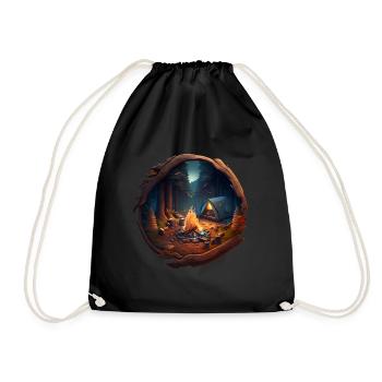Camping Outdoor Nature Lovers Campfire - Drawstring Bag - black - Front