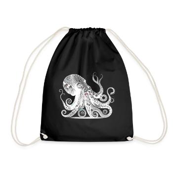 Cool octopus design with Aztec pattern - Drawstring Bag - black - Front