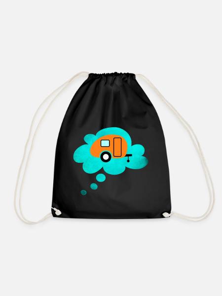 Caravan Wolke Denkblase Camping Retro Wohnwagen - Turnbeutel - Schwarz